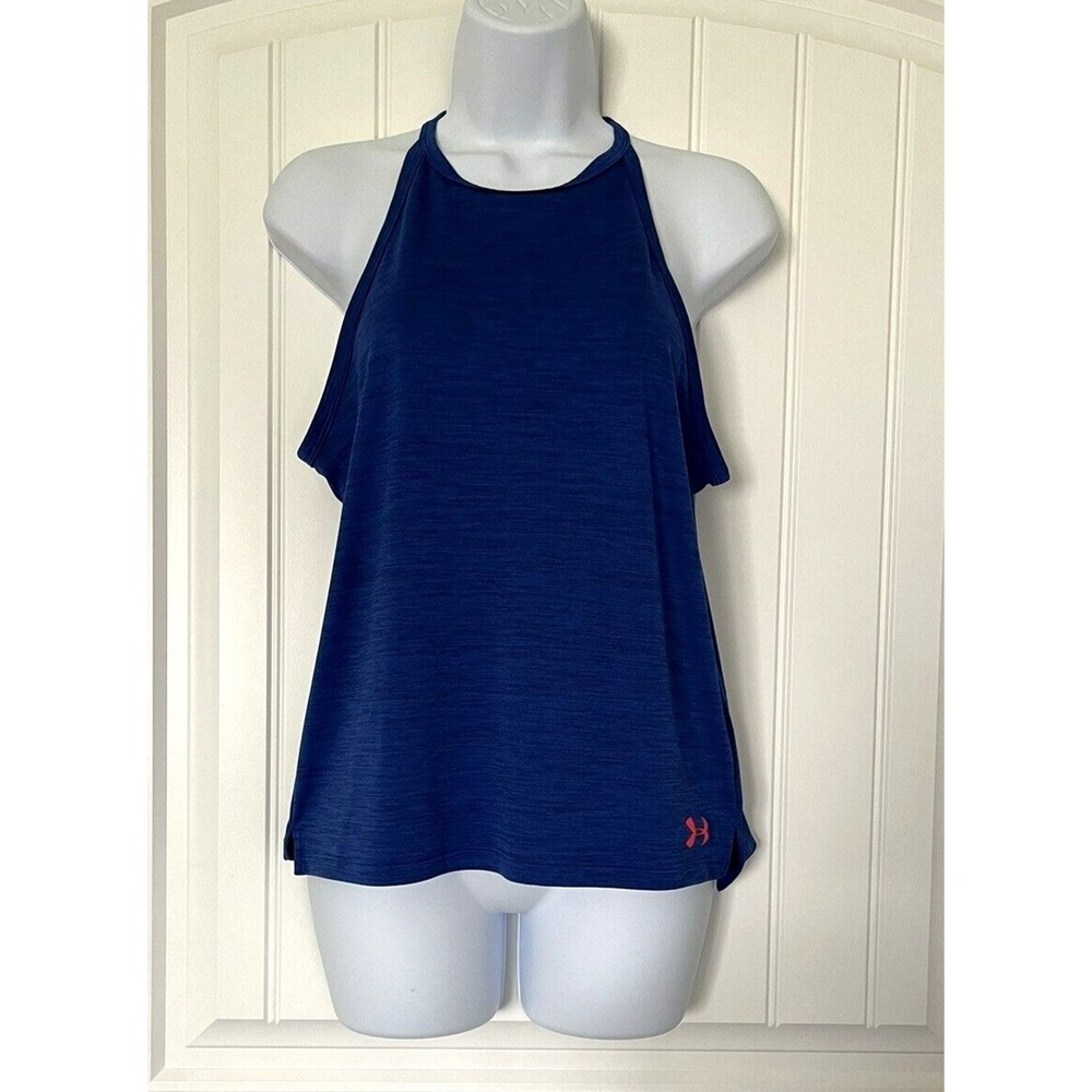 Under Armour Youth Large YLG Girls Tank Top Loose Fit Heat Gear Workout Blue Top